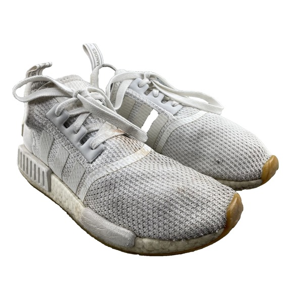 Adidas NMD R1 Running Shoe Mens 8.5 White Jogging Sportswear Athleisure Training - Picture 1 of 14